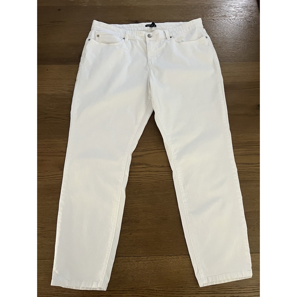 Eileen Fisher White Organic Cotton Stretch Jeans Size 16 Straight Leg Minimalist